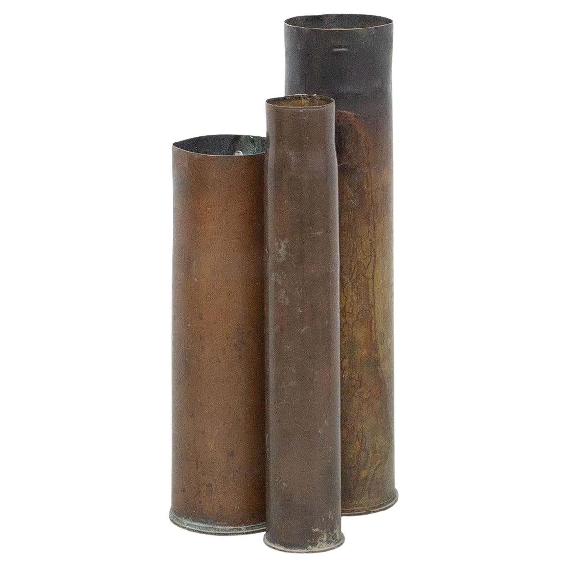 Set of Three Bronze Vases, circa 1930 For Sale