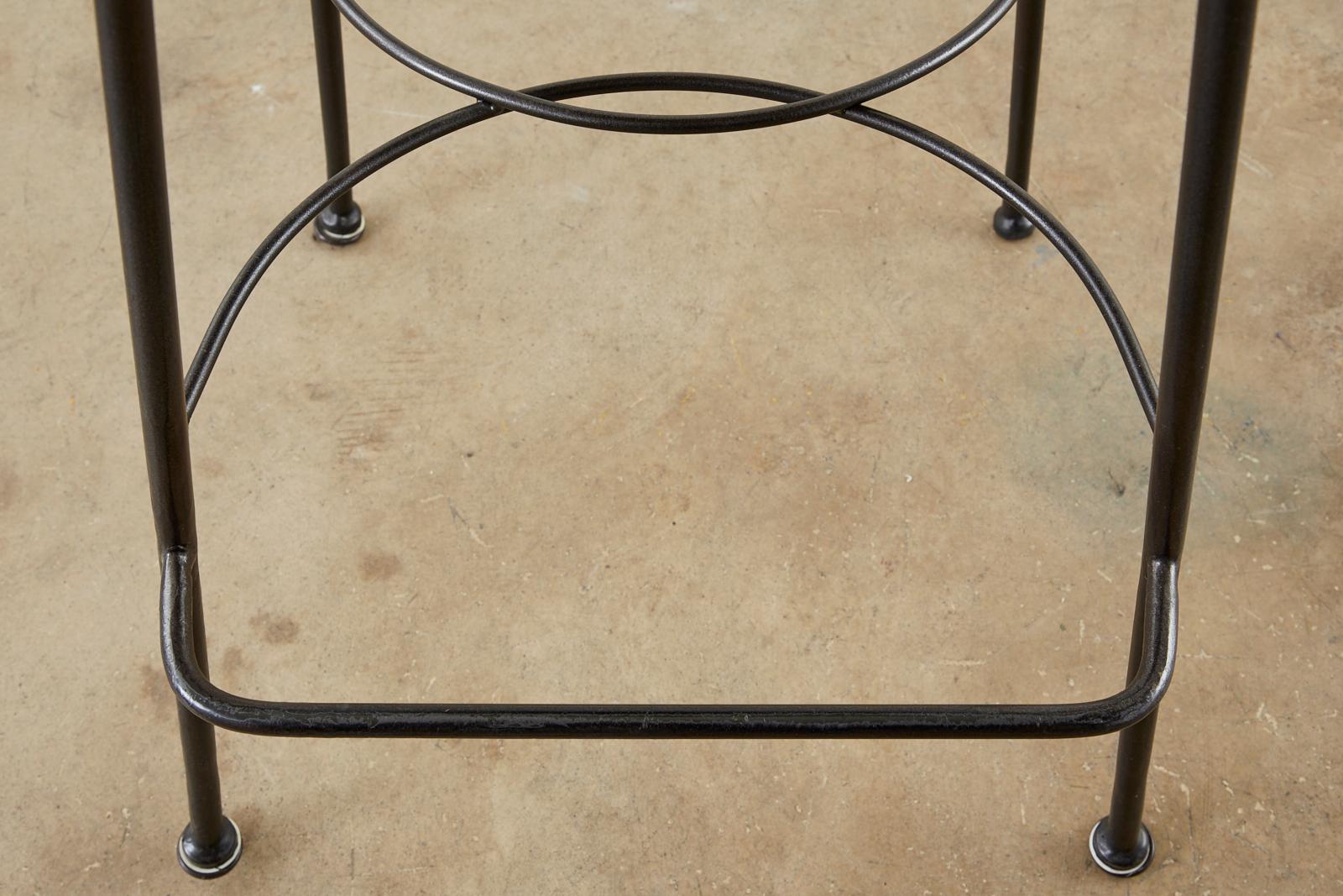 Set of Three Bronzed Iron Swivel Bar Stools 10