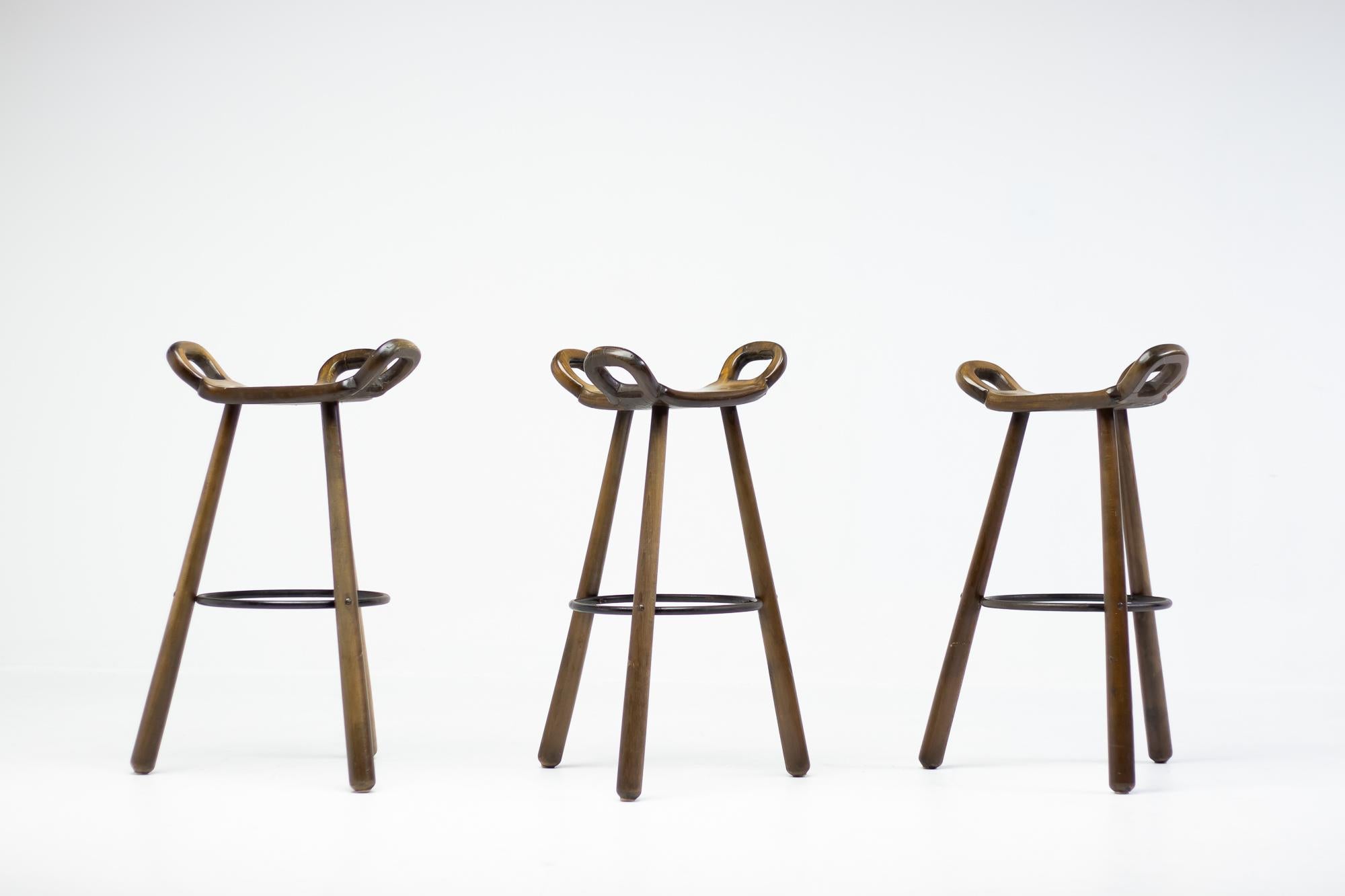 Mid-Century Modern Spanish handcrafted brutalist bar stools 