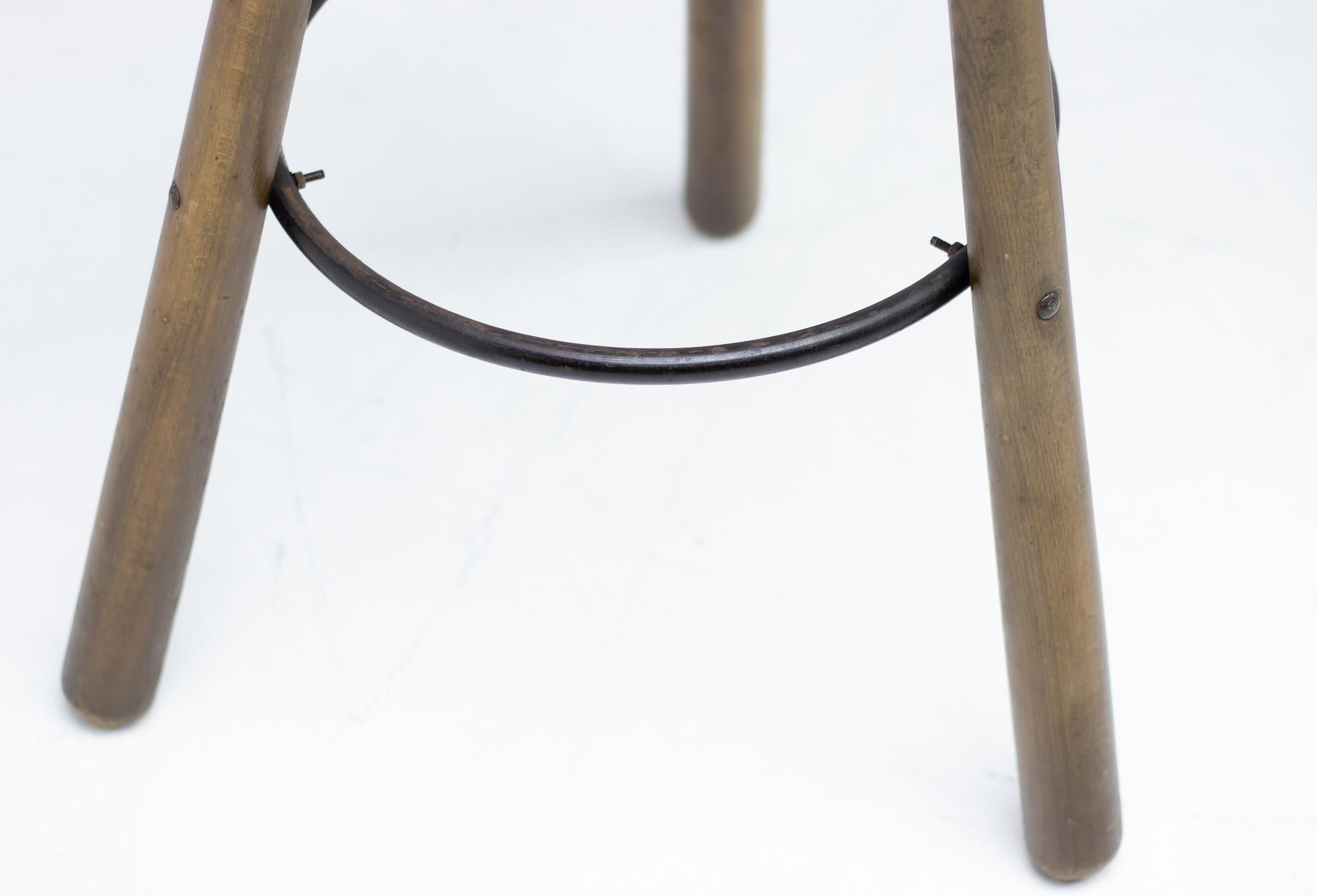 Stained Set of Three Brutalist Bar Stools