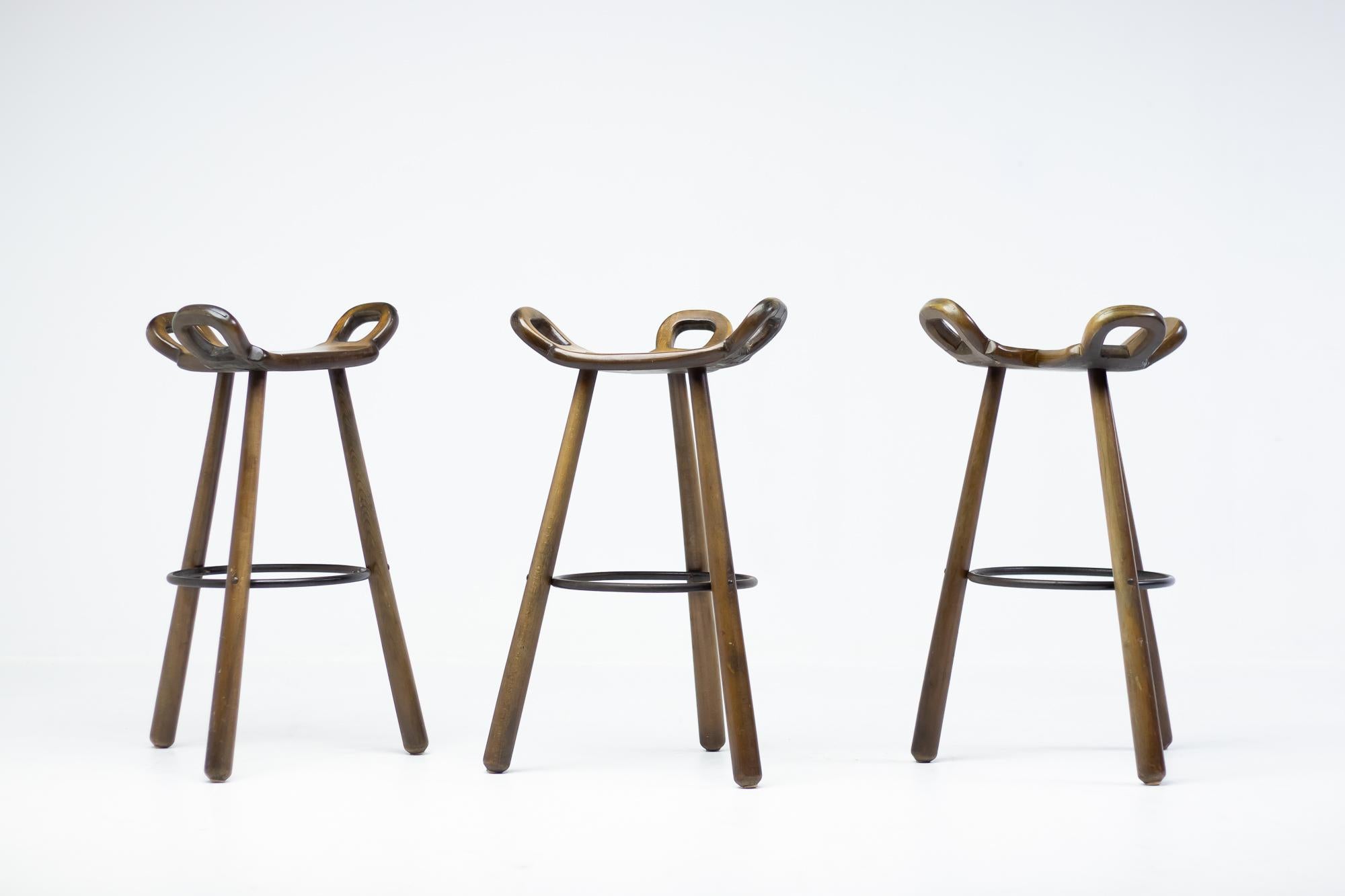 Set of Three Brutalist Bar Stools 1