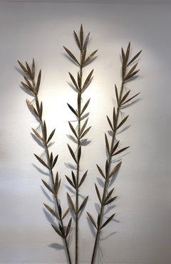 Set of Three Brutalist Brass Bamboo Stalks by Tom Greene