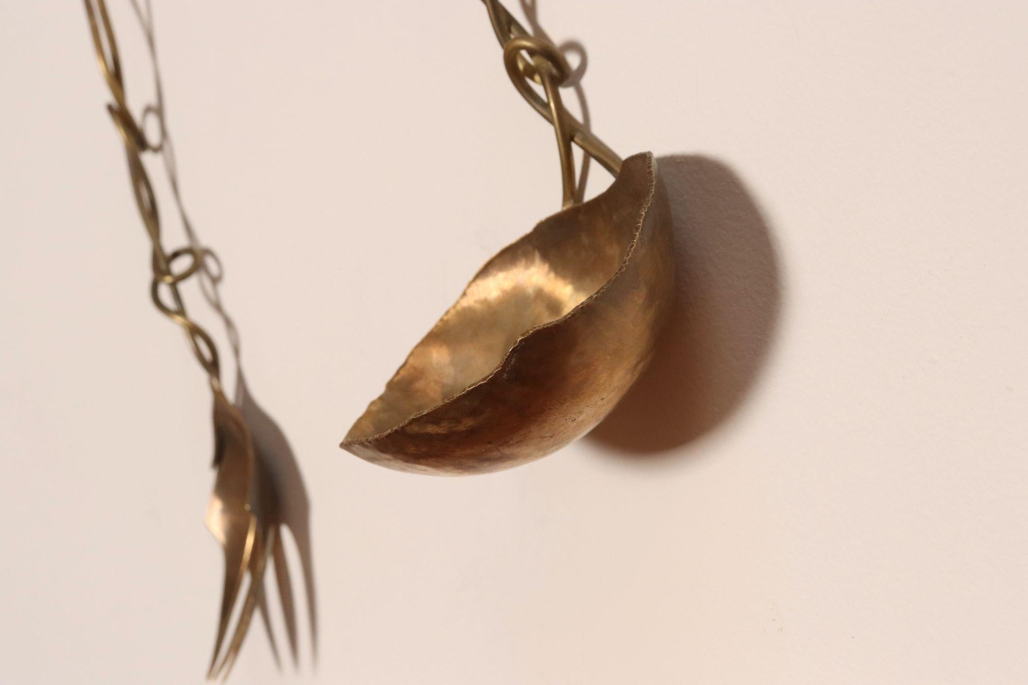 Set of Three Brutalist Brass Decorative Serving Pieces - Ladle, Spoon, and Fork For Sale 5