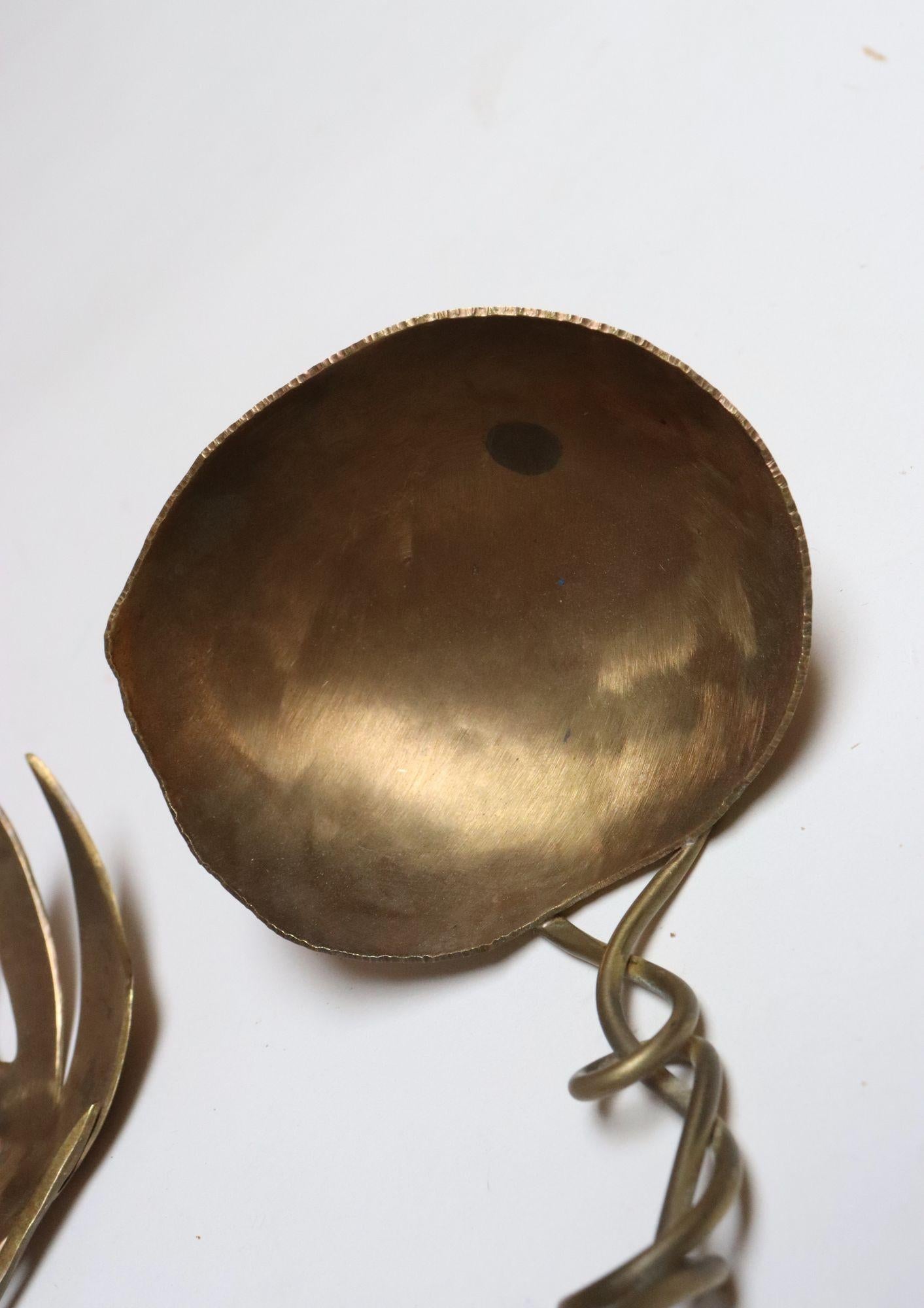 Set of Three Brutalist Brass Decorative Serving Pieces - Ladle, Spoon, and Fork For Sale 6