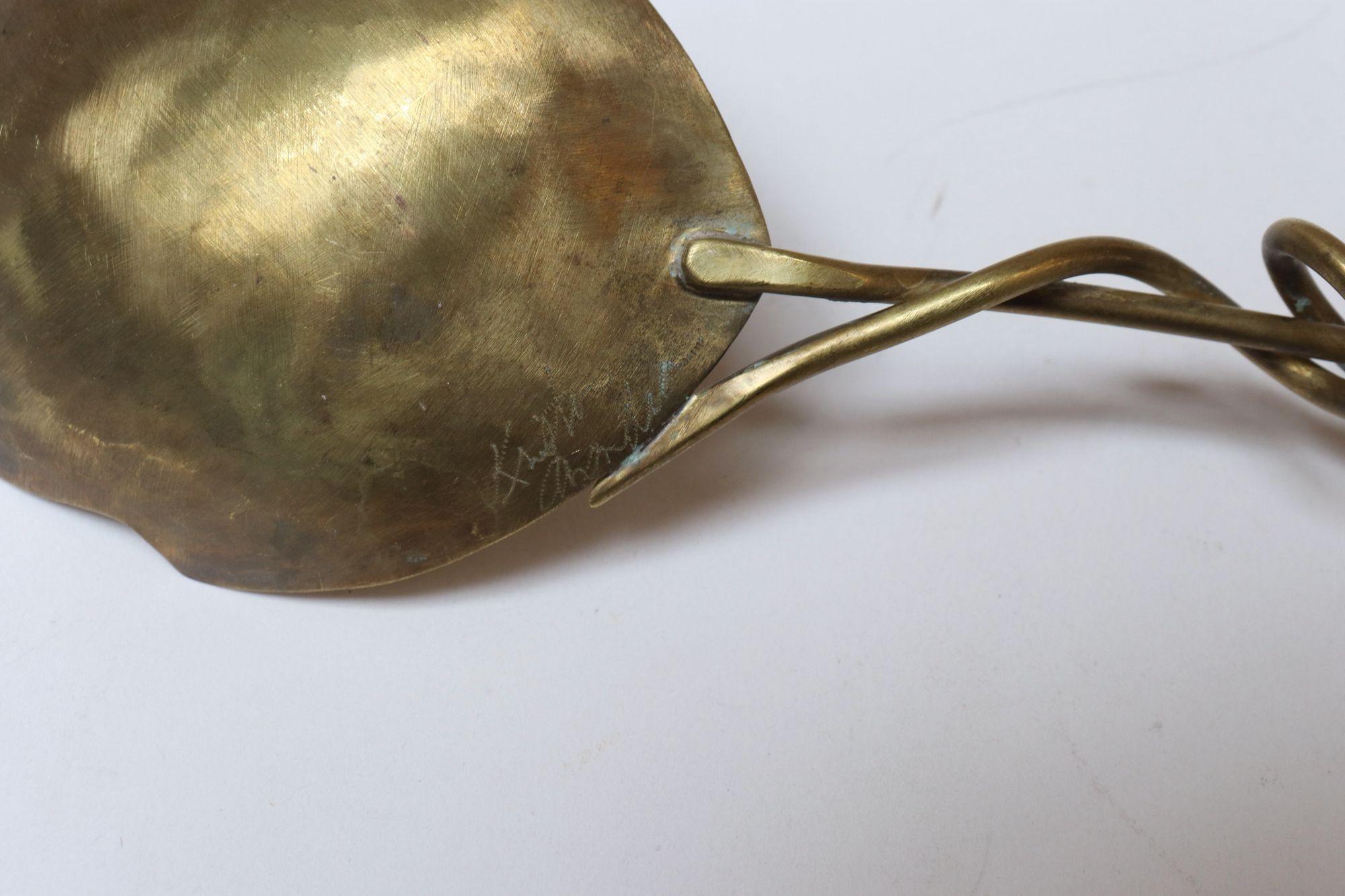 Set of Three Brutalist Brass Decorative Serving Pieces - Ladle, Spoon, and Fork For Sale 14