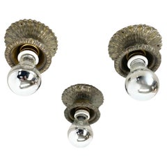 Set of Three Brutalist BRONZE "ART DECO" Wall Ceiling Light Sconces, France 1920
