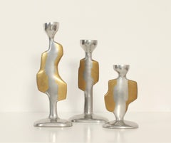 Set von drei brutalistischen Kerzenhaltern von David Marshall, 1970er Jahre