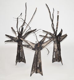 Set of Three Brutalist Metal Tree Sculptures like Jeré, Paul Evans, 1960's, USA