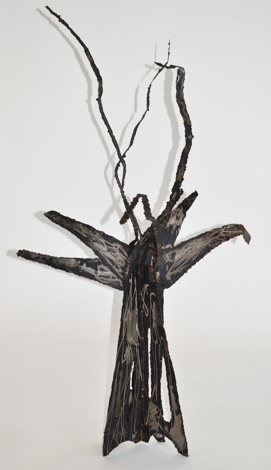 Sheet Metal Set of Three Brutalist Metal Tree Sculptures like Jeré, Paul Evans, 1960's, USA For Sale
