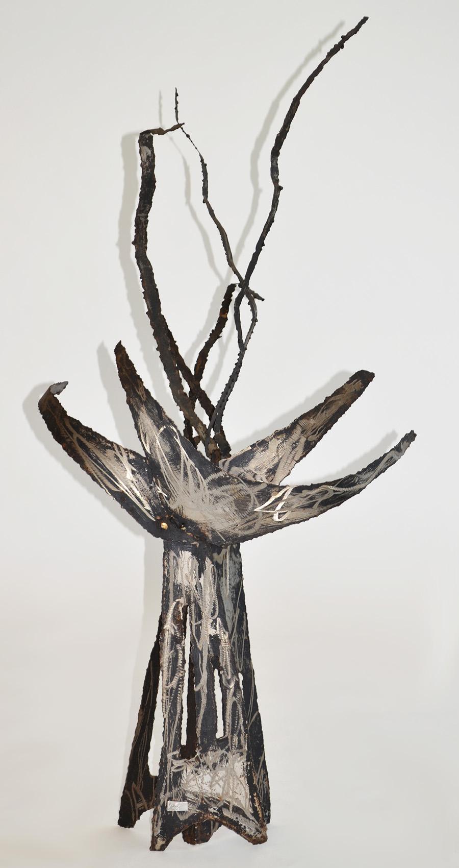 Set of Three Brutalist Metal Tree Sculptures like Jeré, Paul Evans, 1960's, USA For Sale 2