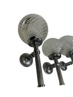 Set of Three Bubble Glass & Nickel Sconce, Germany, 1960s