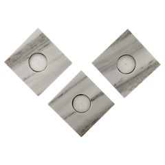 Set of Three Calacatta Italian Marble Candle Holders Contemporary Design Lux Gif