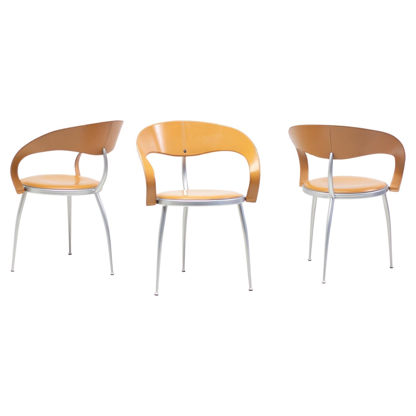 Set of Three Calligaris Chairs in Leather