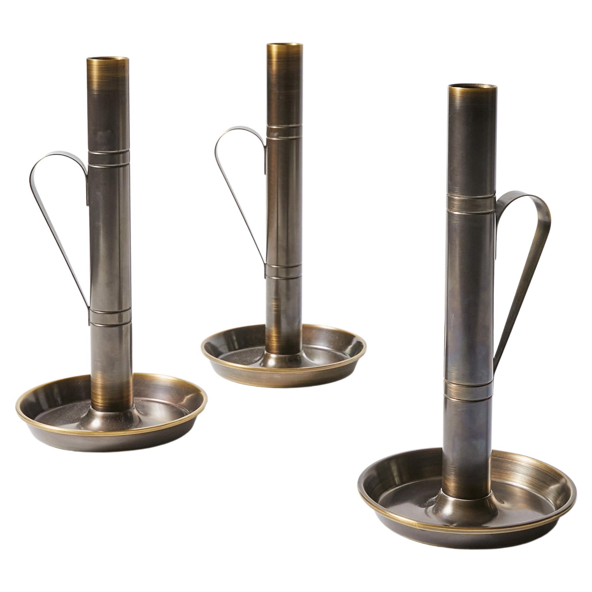 Set of Three Candle Holders by Tommi Parzinger for Dorlyn-Silversmiths