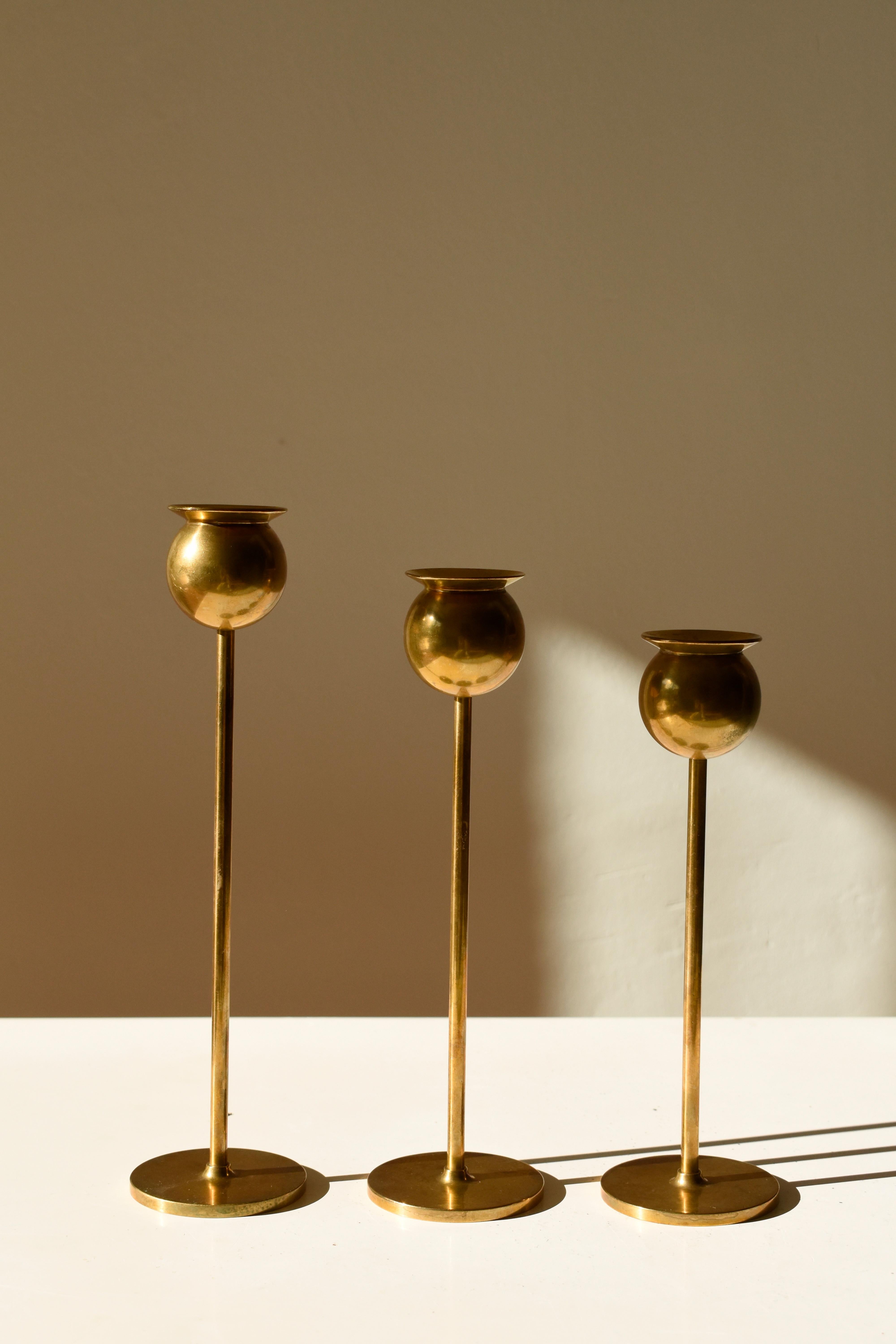 Set of three candleholders model “Tulipan”                                                                                                                                                                 Manufactured by Skultuna                      