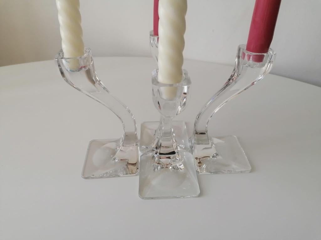 Glass Set of Three Candlesticks by Riedel Austria from the 1970s For Sale