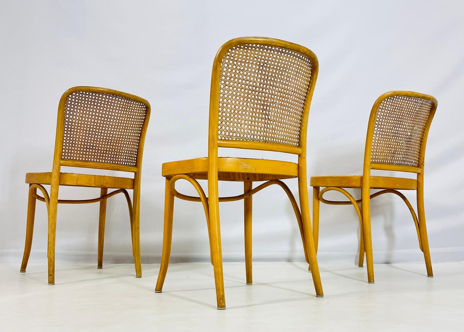 Ensemble de trois chaises d'appoint en rotin et bois cintré de Loewenstein/Oggo, États-Unis, années 1960 en vente 2