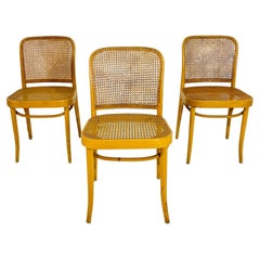 Set of Three Cane & Bentwood Side Chairs by Loewenstein/Oggo , USA 1960's