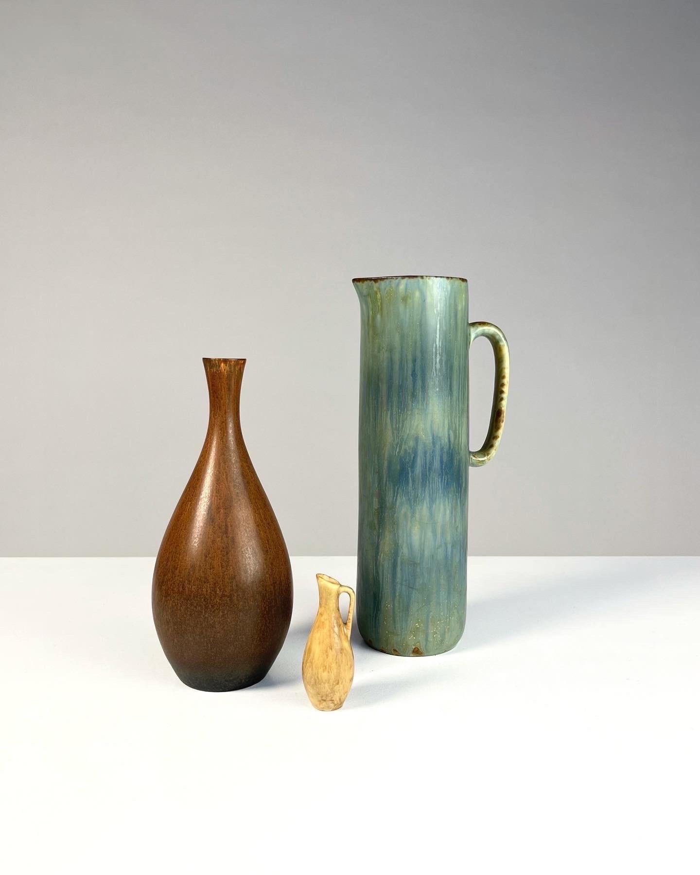 Mid-Century Modern Set of Three Carl Harry Stalhane Vases Rörstrand Stoneware Sweden, 1950s For Sale