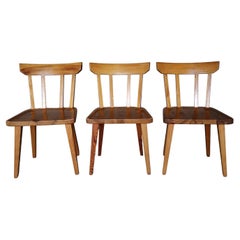 Set of three Carl Malmsten dining chairs in solid Oregon pine, Sweden 1960s