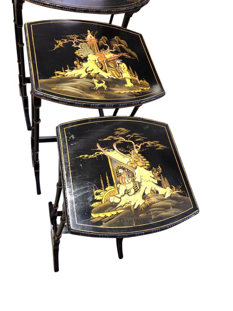 Set of Three Carved Chinese Chinoiserie Nested Tables For Sale 8