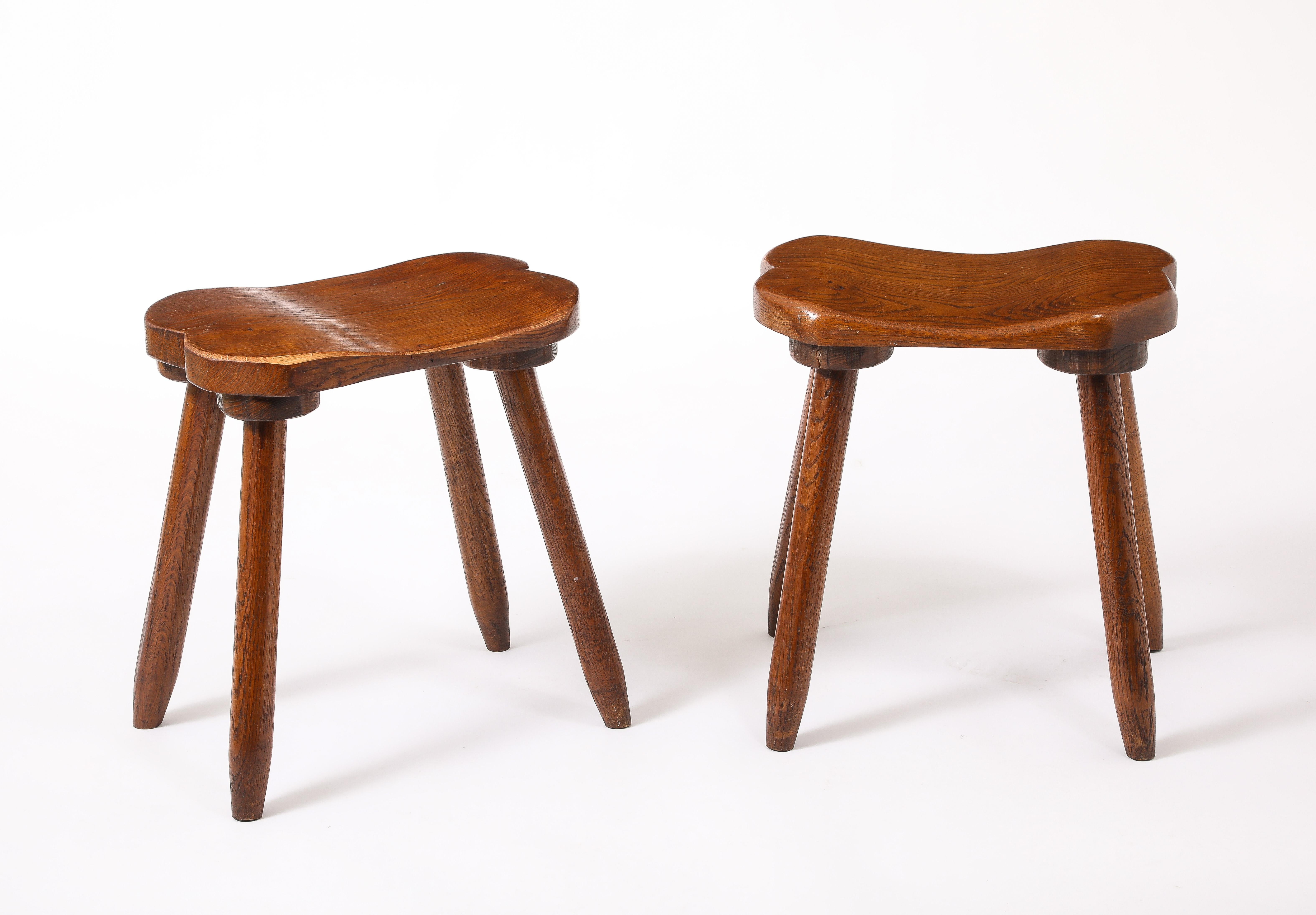Set of Three Carved Stools, France 1950's For Sale 11