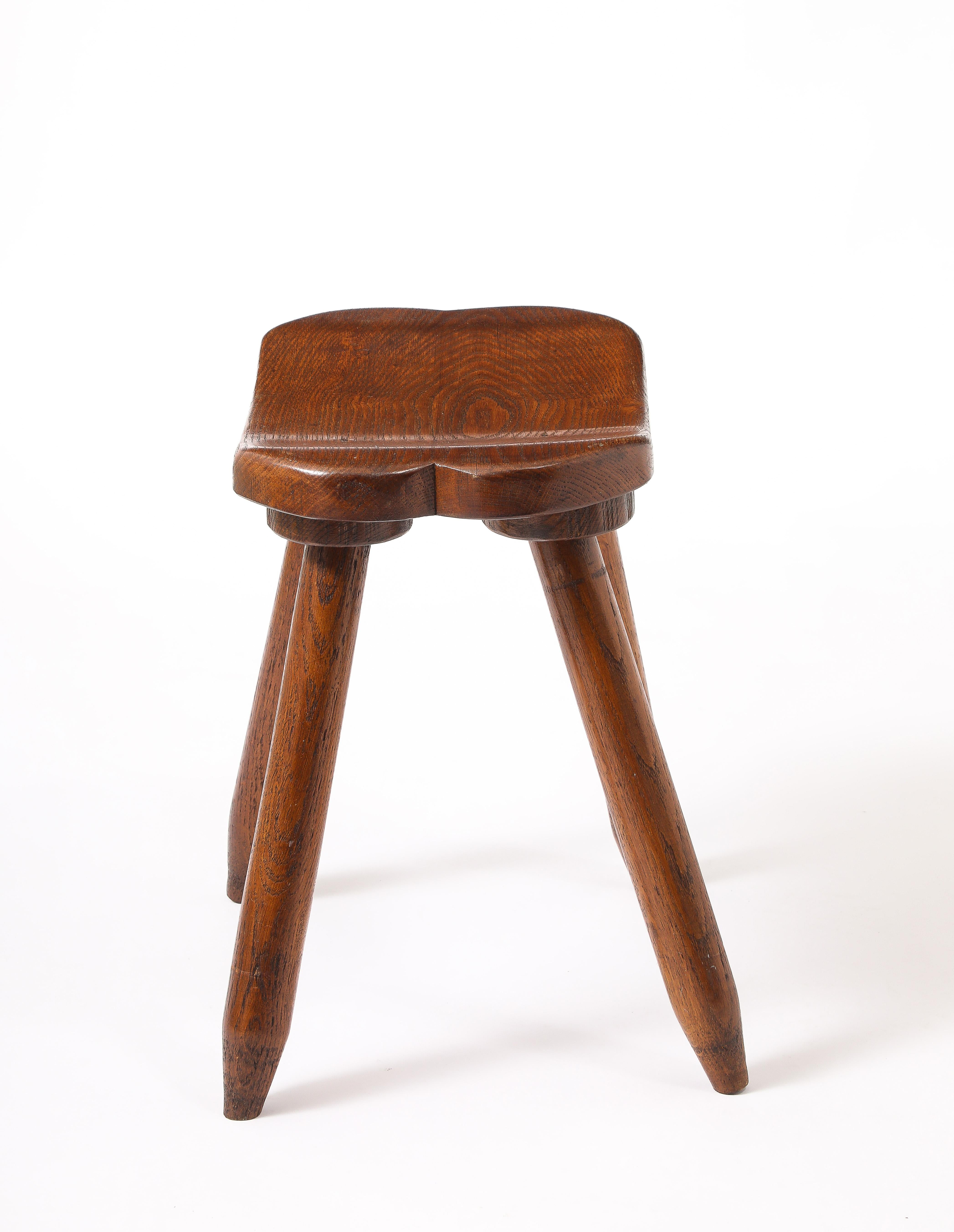 Set of Three Carved Stools, France 1950's In Good Condition For Sale In New York, NY