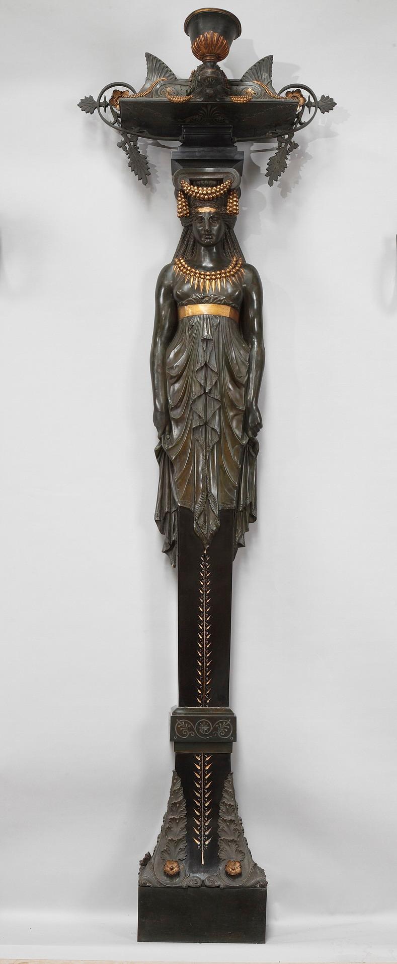 Set von drei Karyatiden-Pflanzgefäßen, G. Servant zugeschrieben, Frankreich, um 1880 (Vergoldet) im Angebot