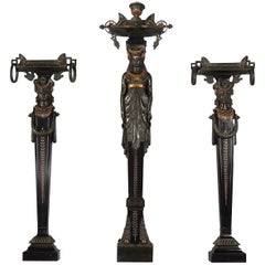 Set von drei Karyatiden-Pflanzgefäßen, G. Servant zugeschrieben, Frankreich, um 1880