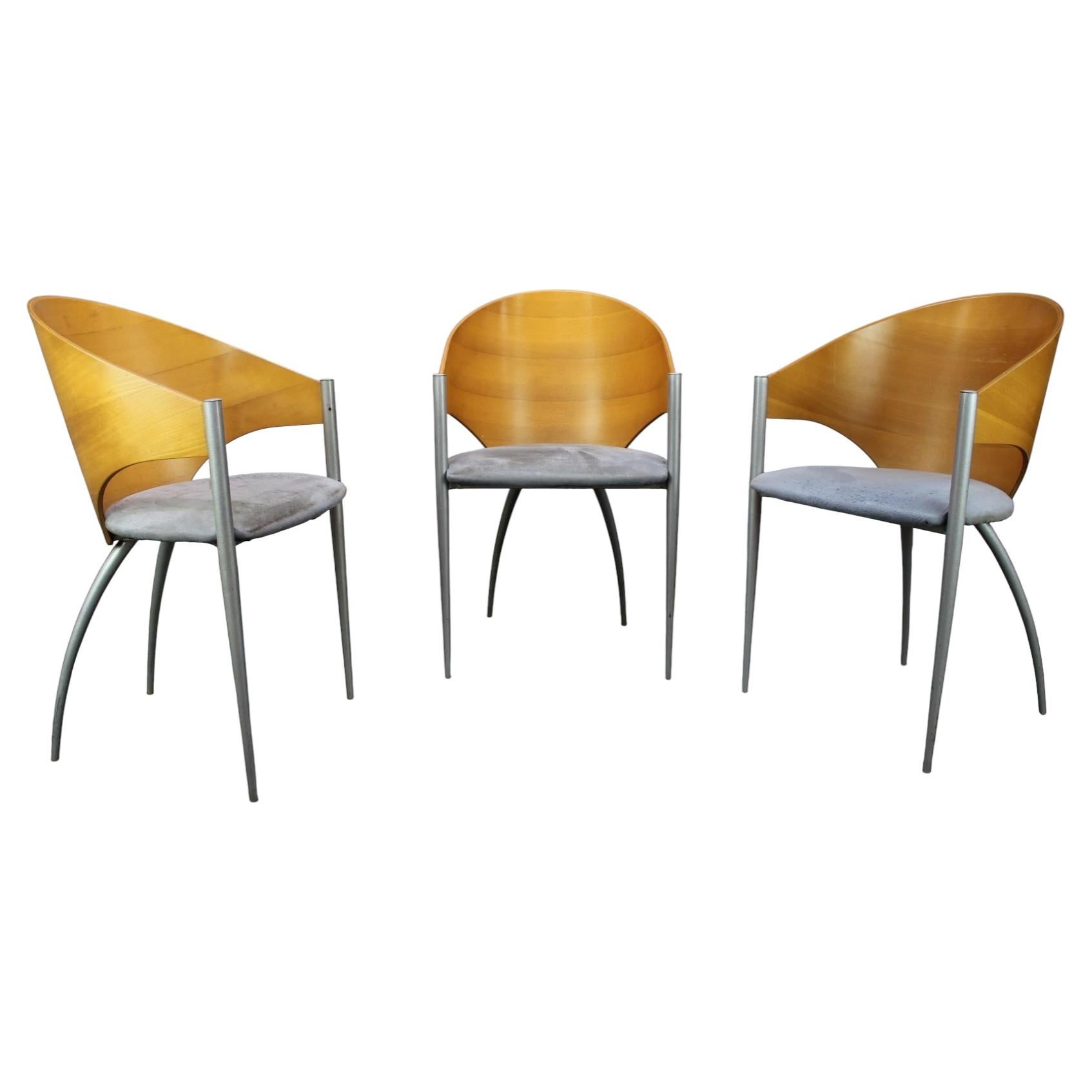 Set of Three Cattelan Italia Dining Chairs, Italy, Circa 1980s For Sale