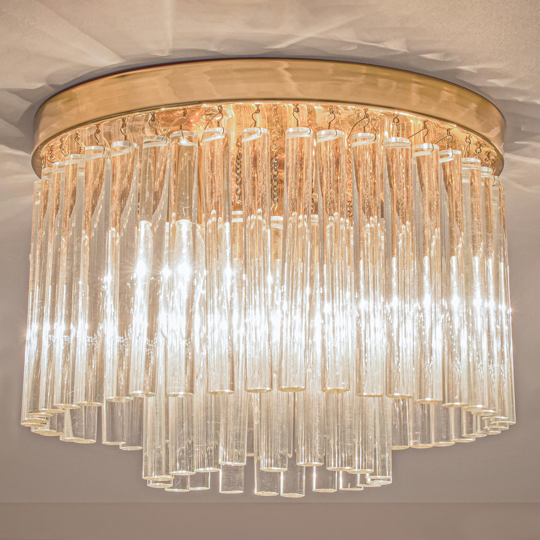 Mid-Century Modern Italian Ceiling Lights in Brass and Glass