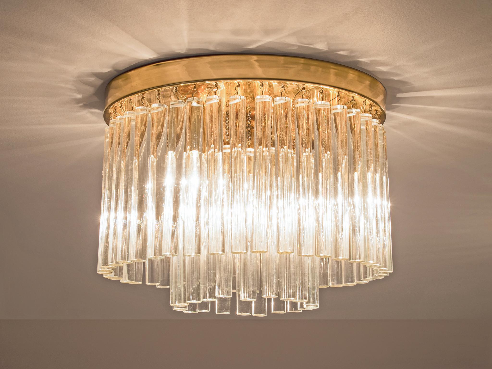 Italian Ceiling Lights in Brass and Glass 3