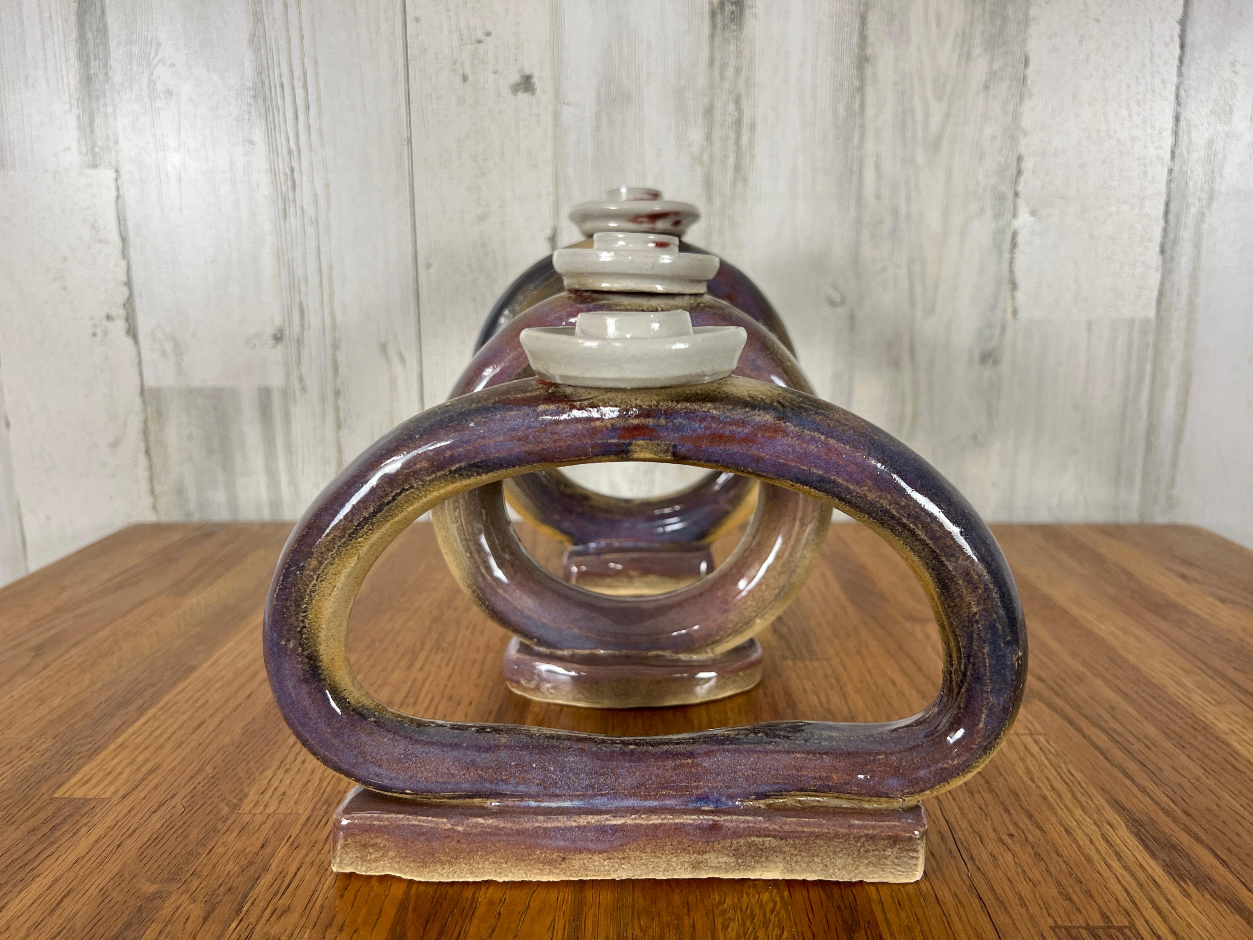 Set of Three Ceramic Candle holders  For Sale 6