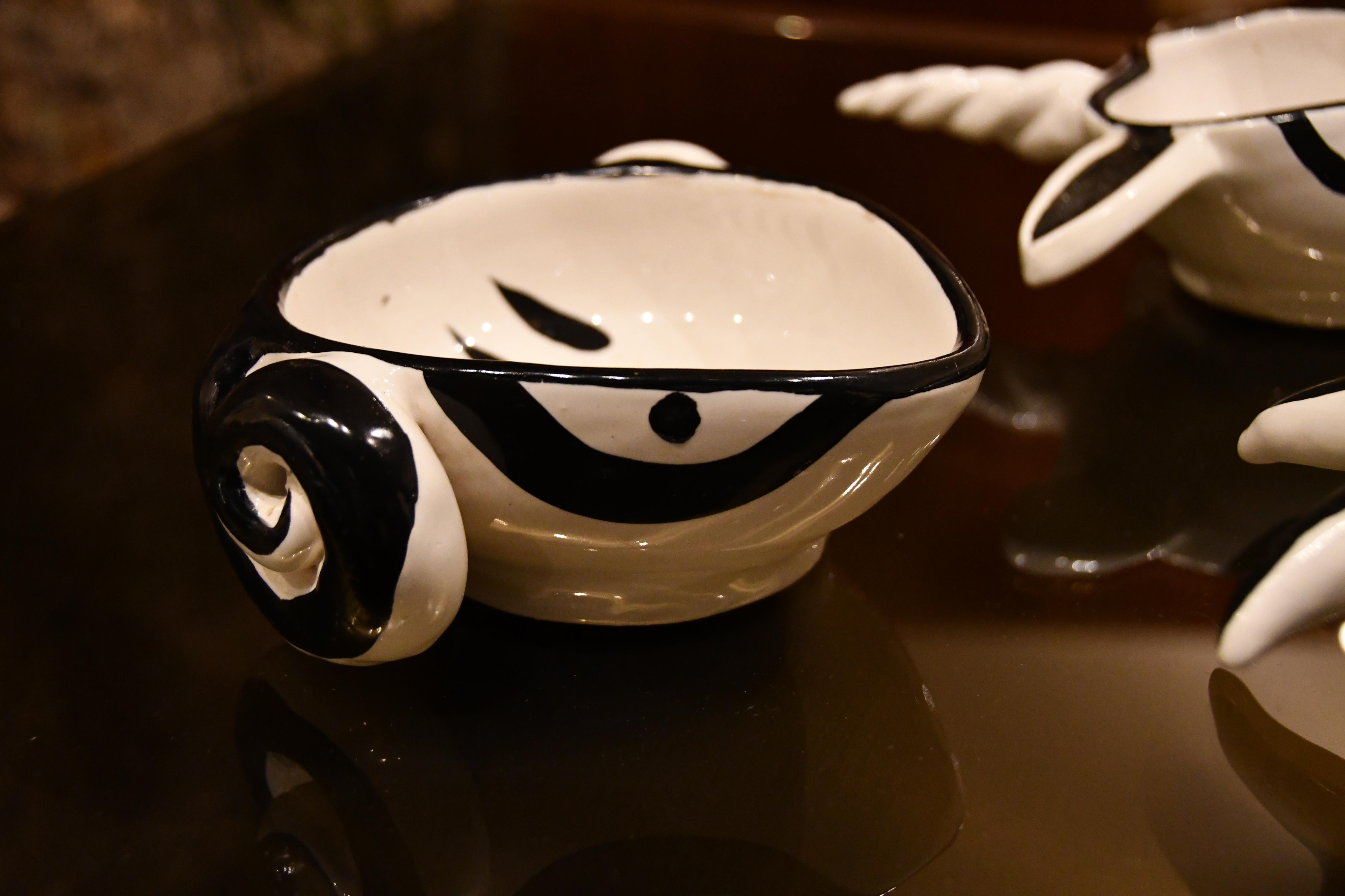 Mid-Century Modern Set de trois plateaux attrape-tout en céramique par Roger Capron en vente