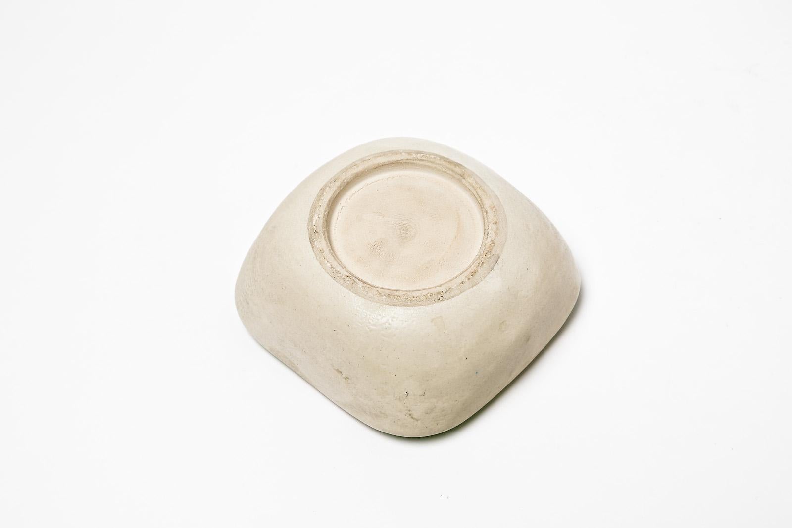 20ième siècle Ensemble de trois tasses à plats en céramique vertes et blanches de Keramos Midcentury Design en vente