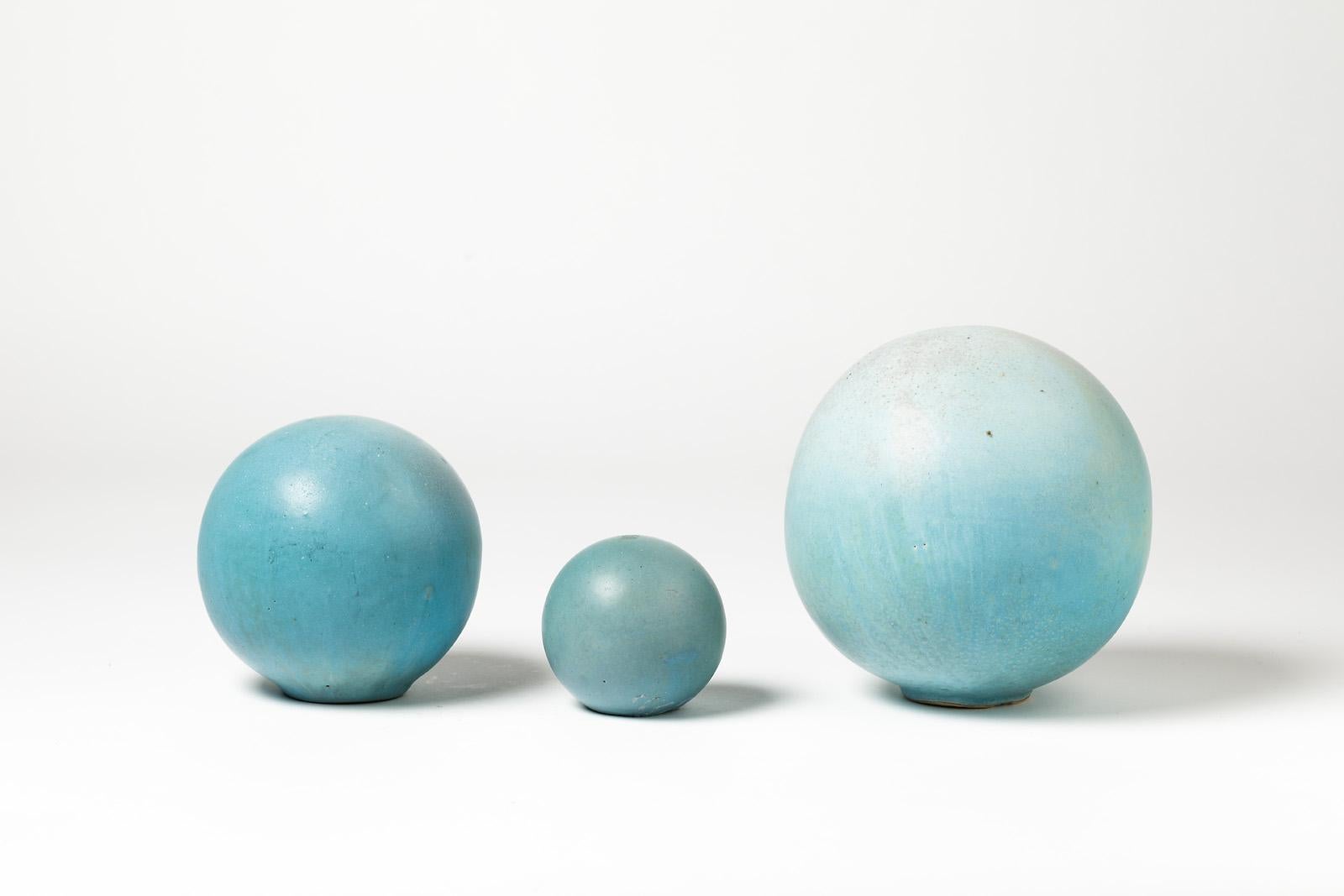 A set of three ceramic sculptures with blue glaze decoration by Tim Orr.
Perfect original conditions.
Signed under the base,
circa 1970.
Dimensions:
18 x 18 cm / 7' x 7 ' inches.
14 x 14 cm / 5' 1/2 x 5' 1/2 inches.
9 x 9 cm / 3' 1/2 x 3' 1/2