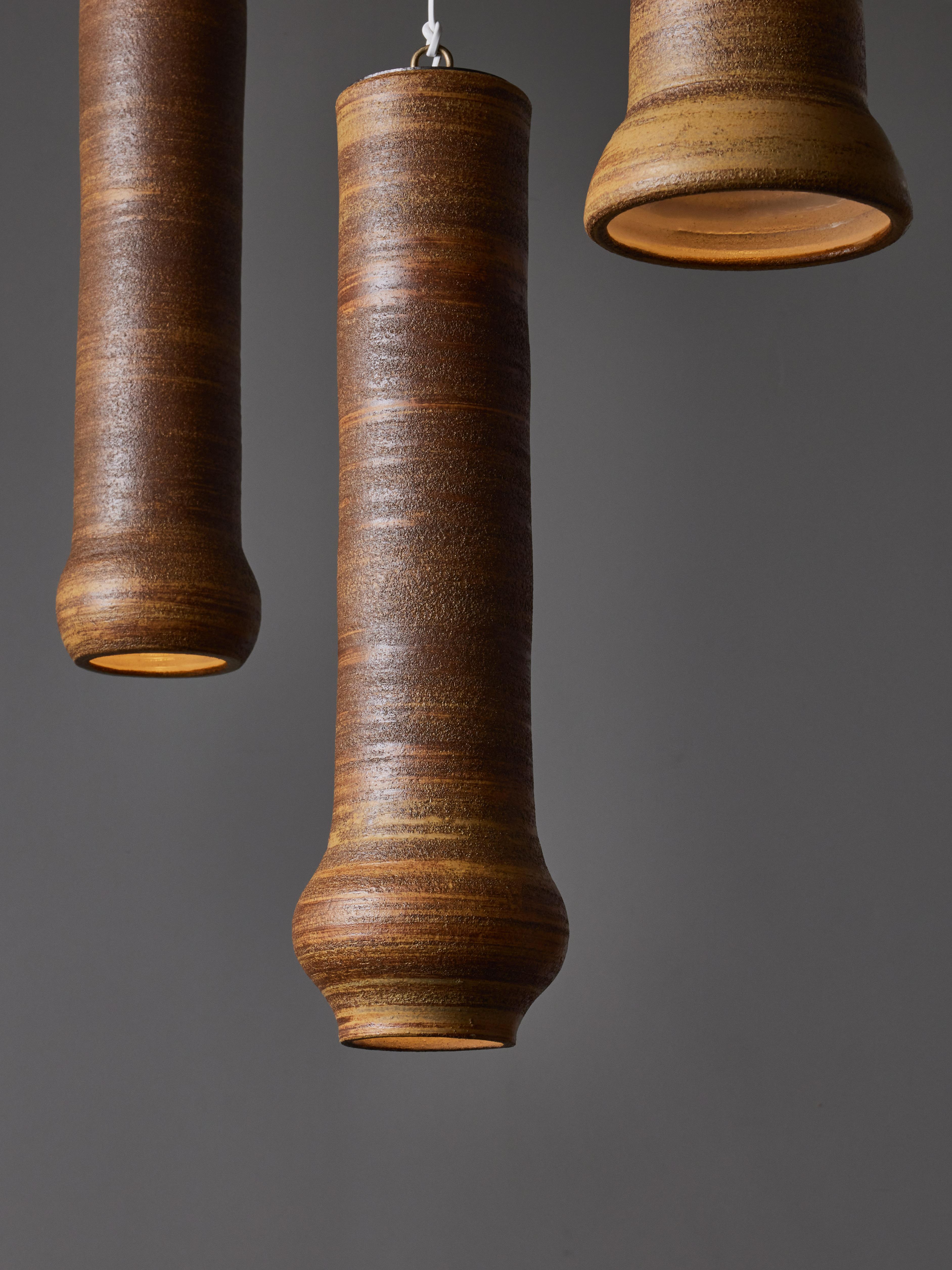 Mid-Century Modern Set of Three Ceramic Suspensions by Jean and Claude Bersoux For Sale