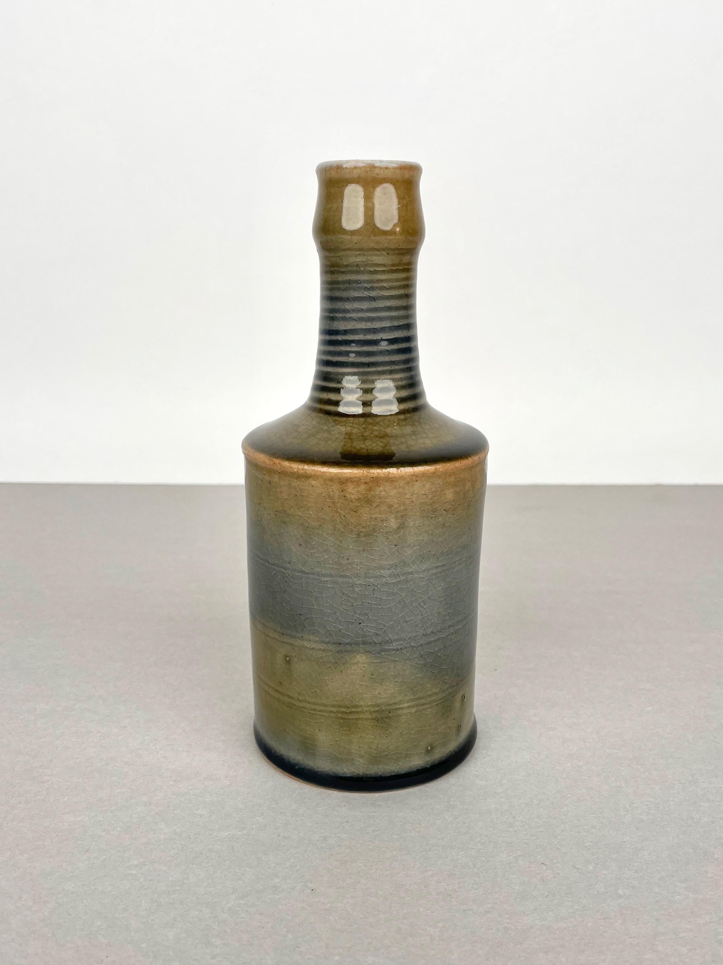 Set of Three Ceramic Vase Bottle Nanni Valentini Laboratorio Pesaro Italy, 1960s For Sale 5