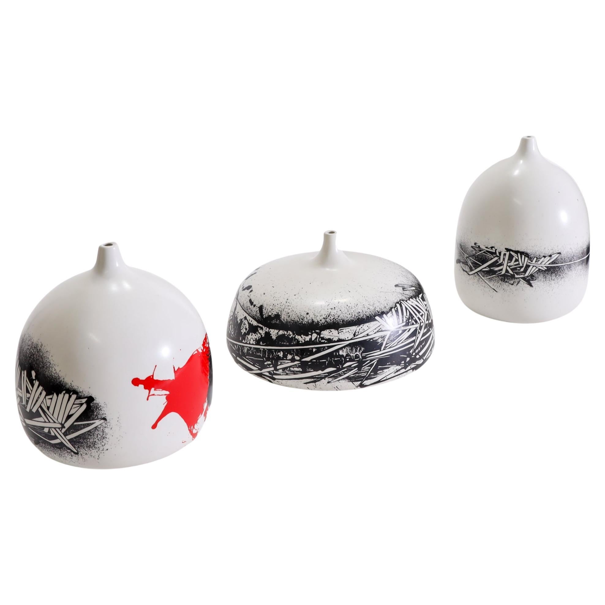 Set of Three Ceramic Vases by Emilio Scanavino for Motta For Sale