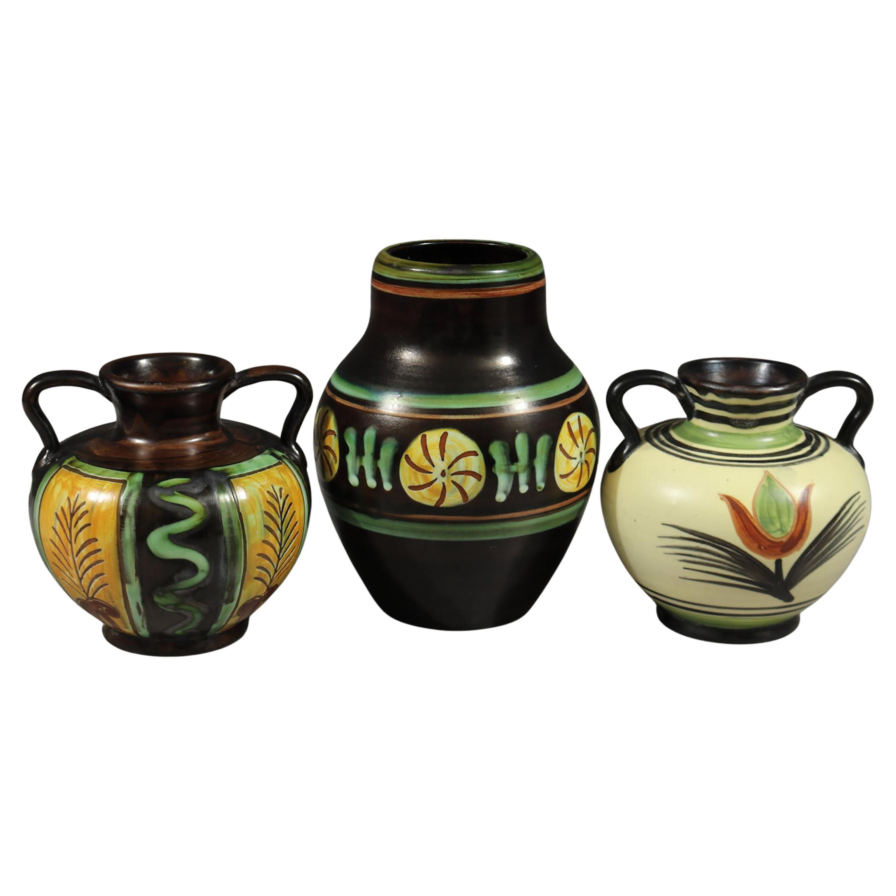 Set of Three Ceramic Vases, Upsala-Ekeby, Early 20th Century For Sale