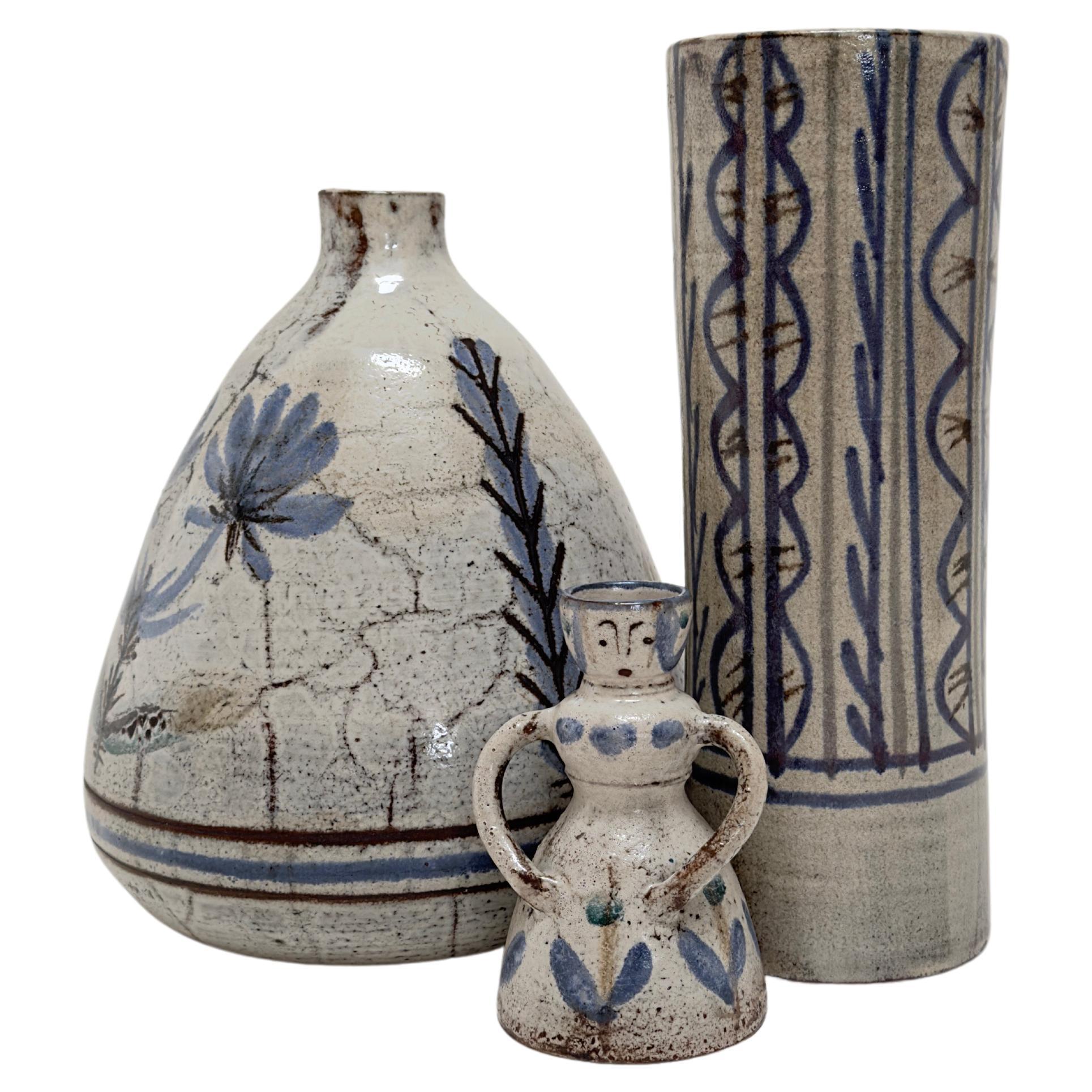 Set of Three Ceramics, Gustave Reynaud, Vallauris 1960/1970 For Sale