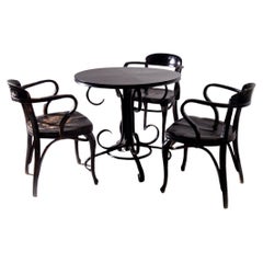 Antique Set of three chairs by Michael Thonet and Art Deco Table
