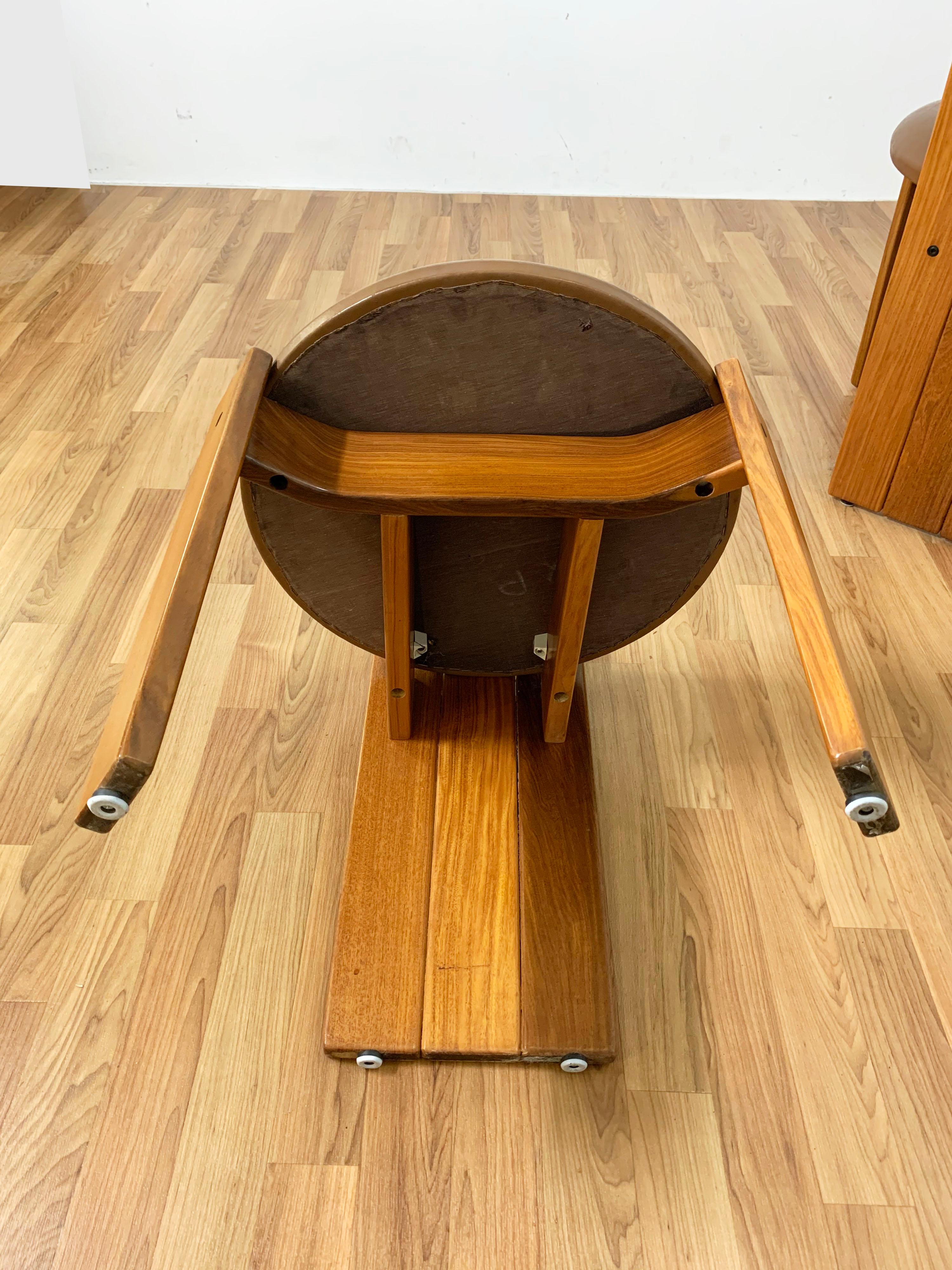 Set of Three Chairs in Bleached Walnut and Leather Attributed to Carla Scarpa 6