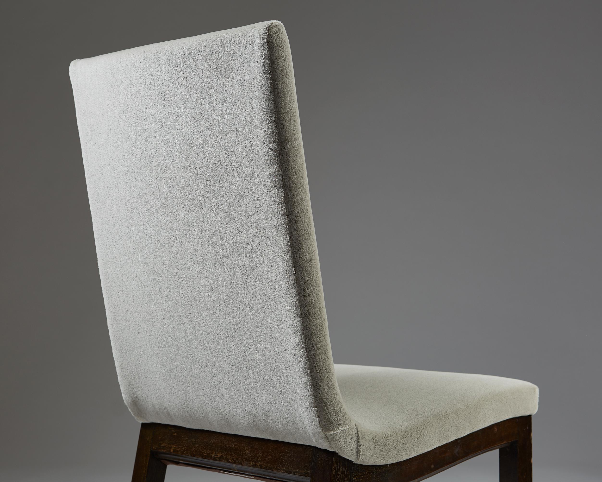 Velvet Set of Three Chairs “Typenko” by Axel Einar Hjorth, Nordiska Kompaniet, Sweden For Sale