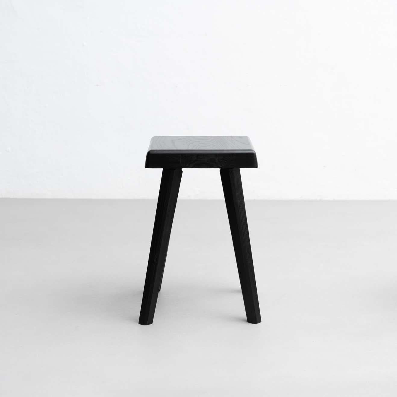 Set of three stool special black edition designed by Pierre Chapo in 1960s.
Manufactured by Chapo Creations in 2018 and 2020, France.

Material:
Solid oakwood.

Measurements:
Short: D 29 cm x W 29 cm x H 33'7 cm
Tall: D 32 cm x W 32 cm x H