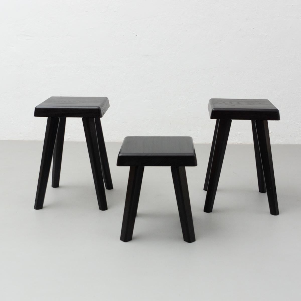 Mid-Century Modern Set of Three Chapo Stools Special Black Edition