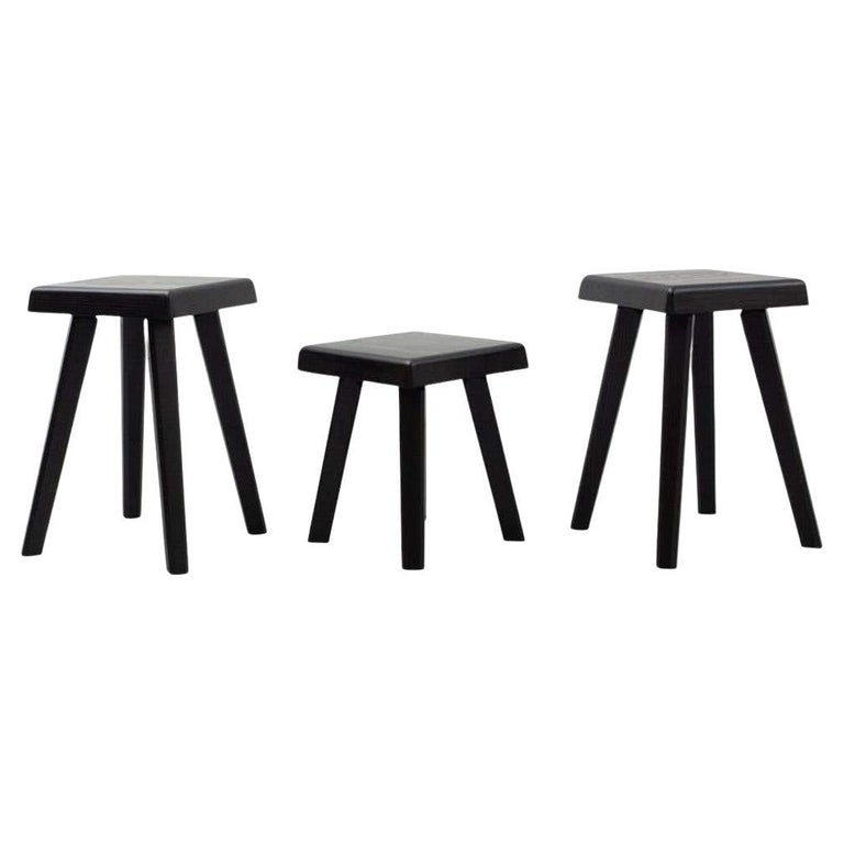 Set of Three Chapo Stools Special Black Edition For Sale