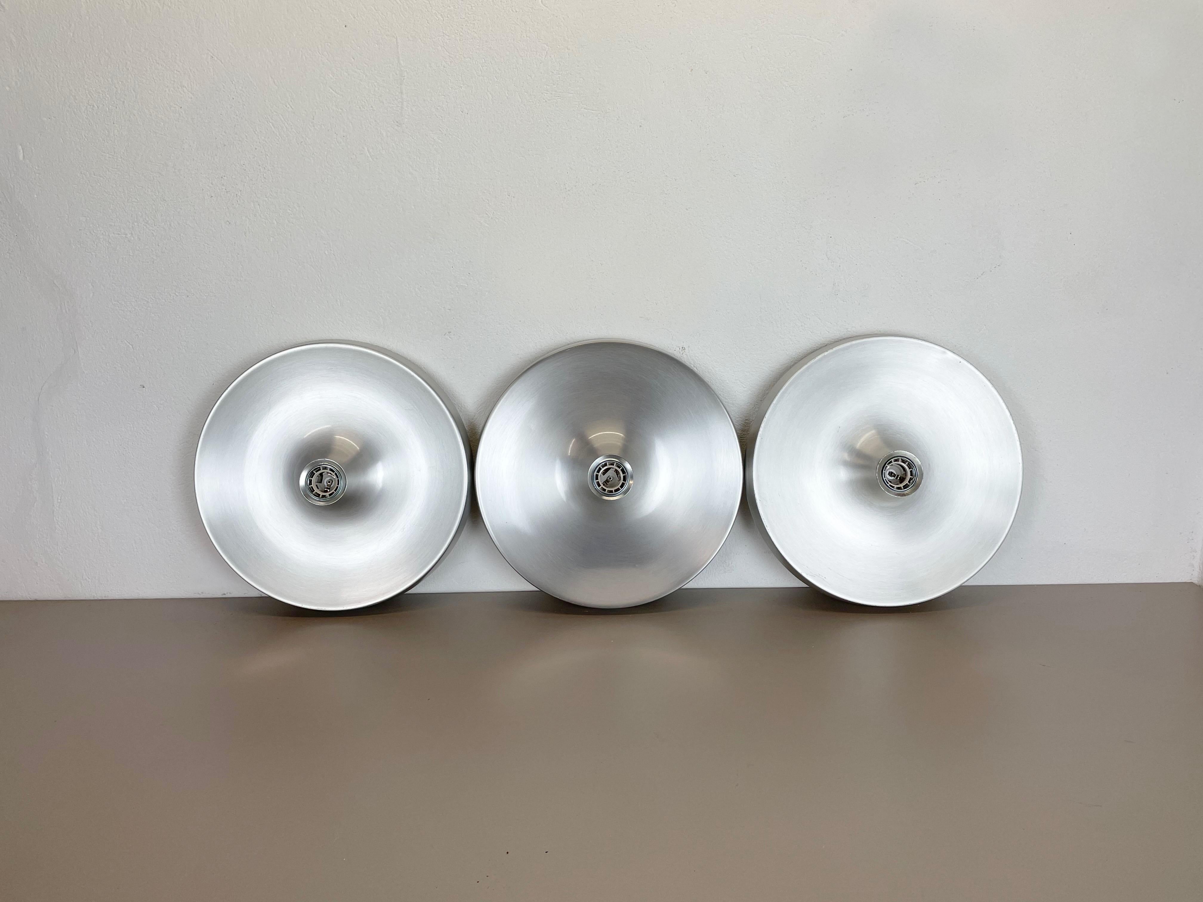 Set of Three Charlotte Perriand Disc Wall Light by Honsel Attrib, Germany, 1970s 8
