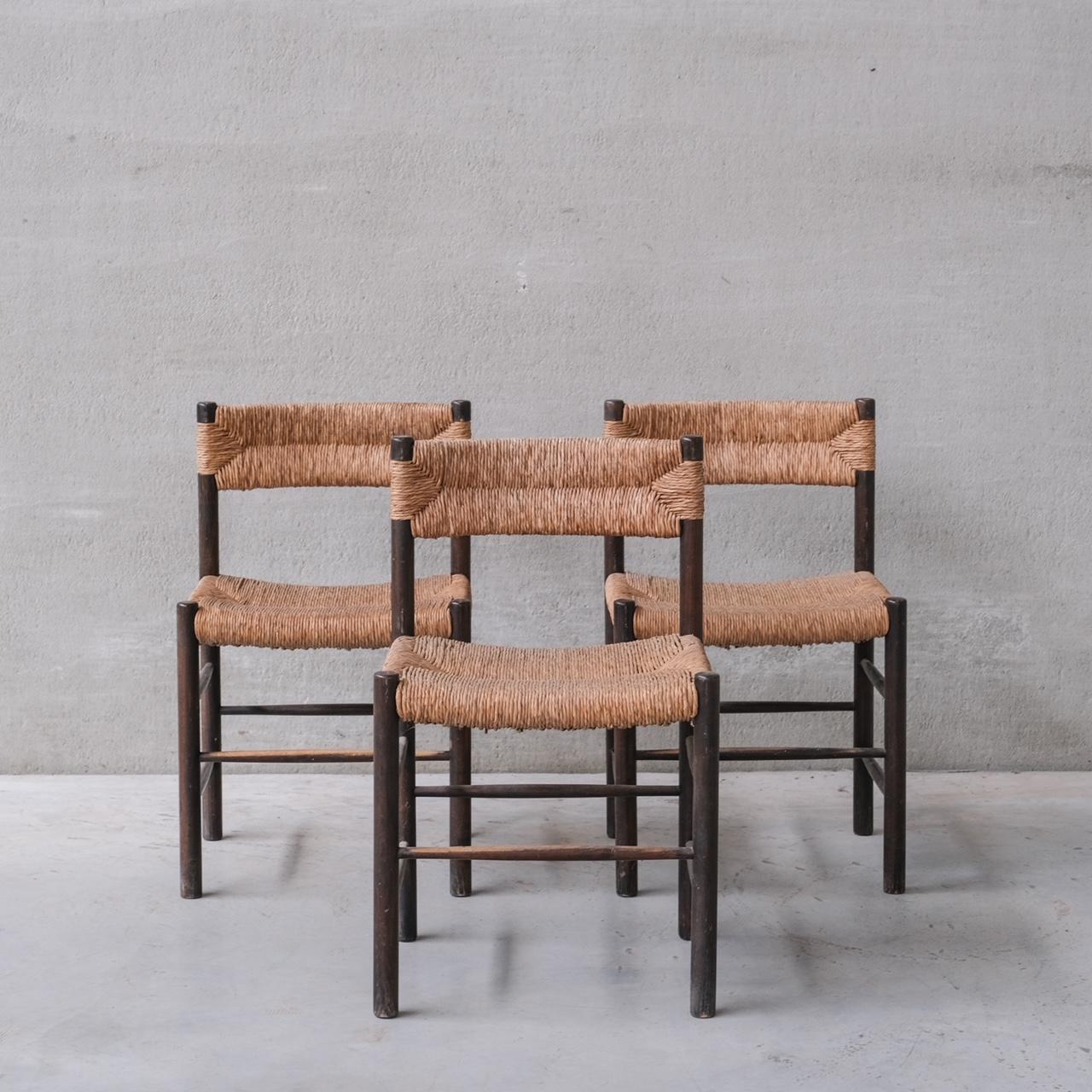 Set of Three Charlotte Perriand 'Dordogne' Model Mid-Century Dining Chairs For Sale 6