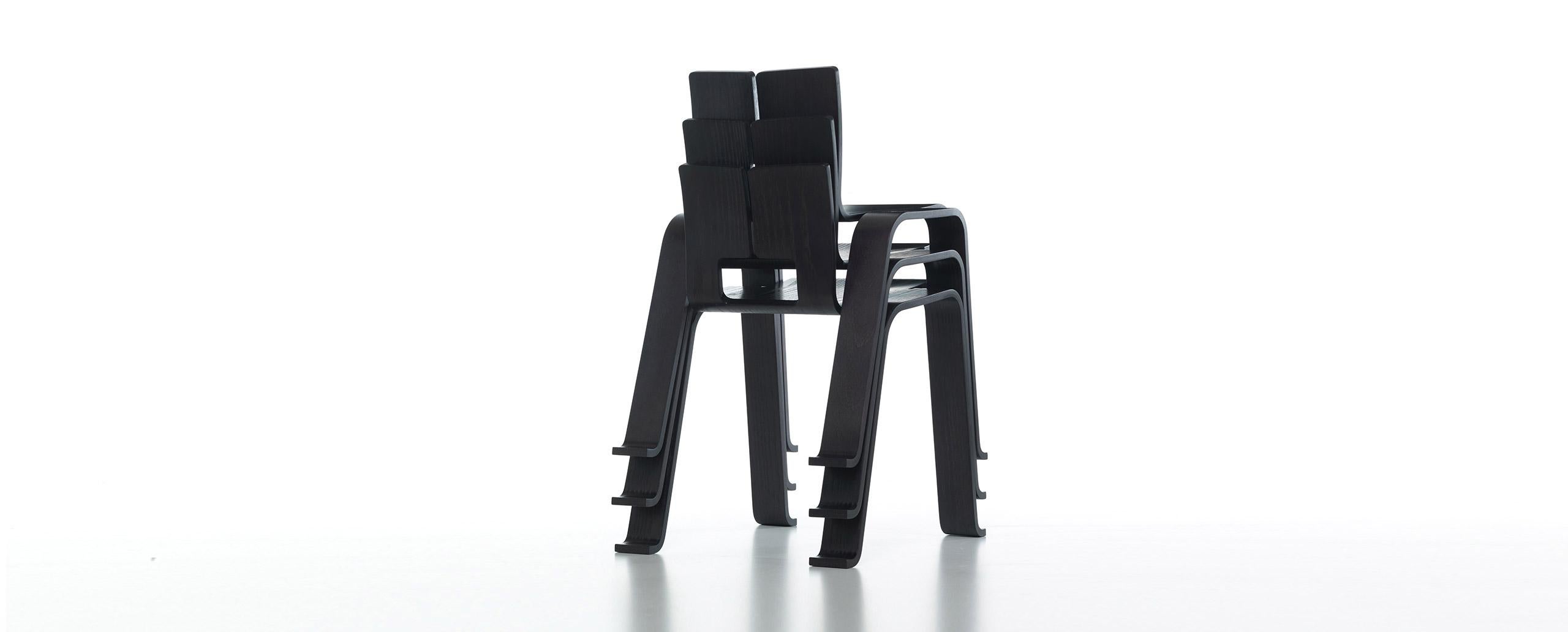 Set of Three Stackable Chairs, model Ombra Tokyo designed by Charlotte Perriand in 1954.
Relaunched by Cassina in 2009.
Manufactured by Cassina in Italy.

With the Ombra Tokyo chair, Charlotte Perriand came up with an iconic piece with great visual